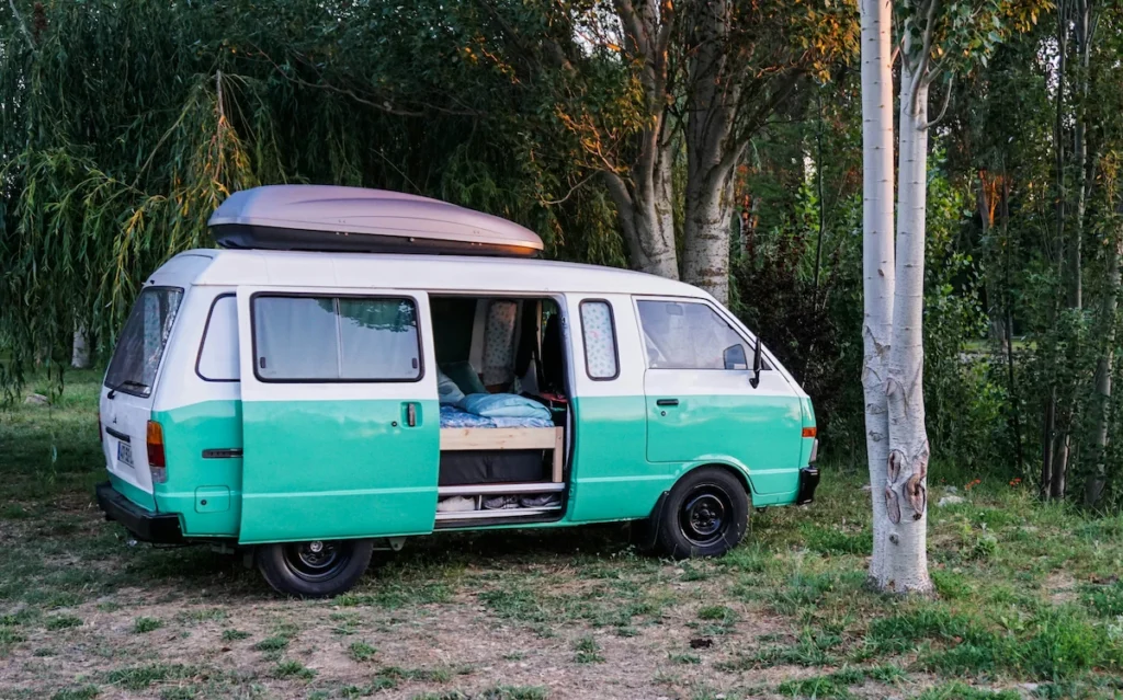 A picture of a minimal interior set for van life in a minivan