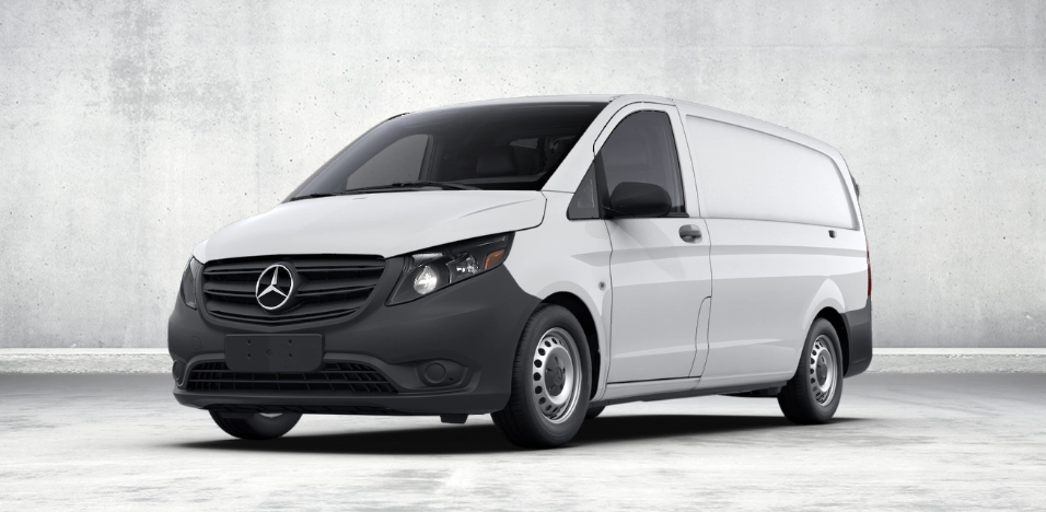 A photo of a Mercedes-Benz Metris low-roof cargo van.