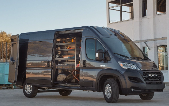 A photo of a Ram ProMaster high-roof cargo van.